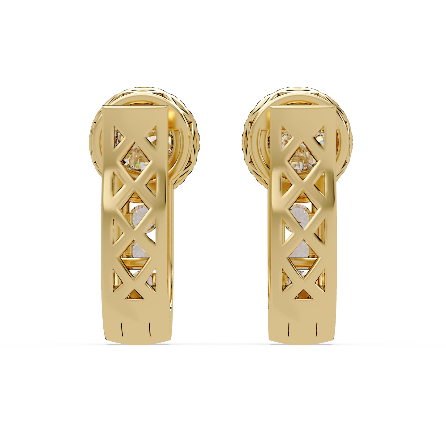 Round Cut Halo Set Lab Grown Diamond Hoop Earring - HIGHCARAT DIAMONDS