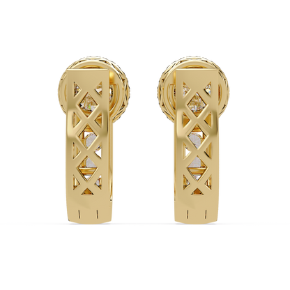 Round Cut Halo Set Lab Grown Diamond Hoop Earring - HIGHCARAT DIAMONDS