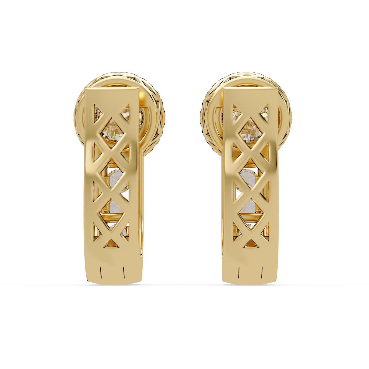 Round Cut Halo Set Lab Grown Diamond Hoop Earring - HIGHCARAT DIAMONDS