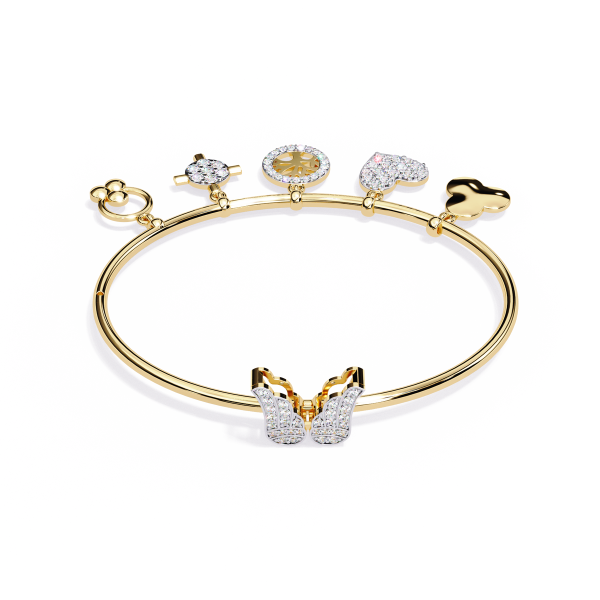 Round Cut High Quality Diamond Antique Butterfly Shape Delicate Art Deco Party Wear Bangle Gift For Friend - HIGHCARAT DIAMONDS