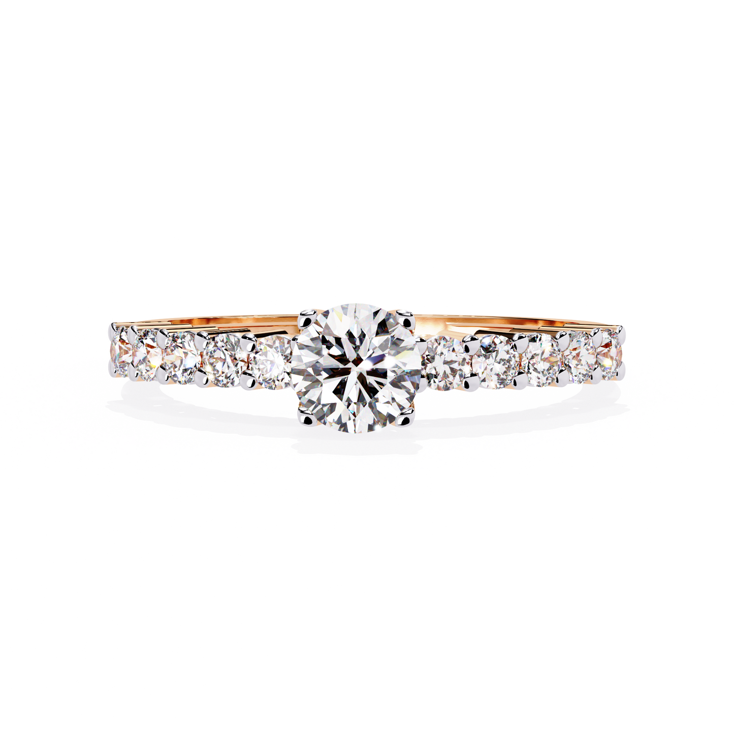 Round Cut  High Quality Lab Grown Diamond Half Eternity Elegant Accented Proposer Ring For Her