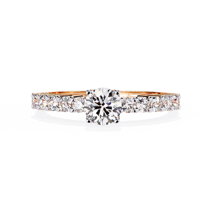 Round Cut  High Quality Lab Grown Diamond Half Eternity Elegant Accented Proposer Ring For Her