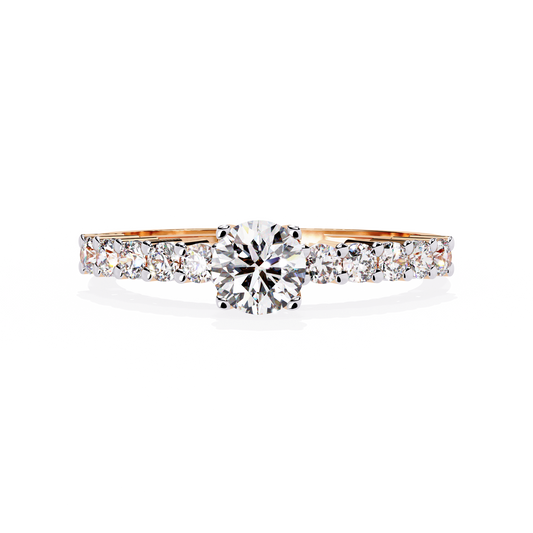 Round Cut  High Quality Lab Grown Diamond Half Eternity Elegant Accented Proposer Ring For Her