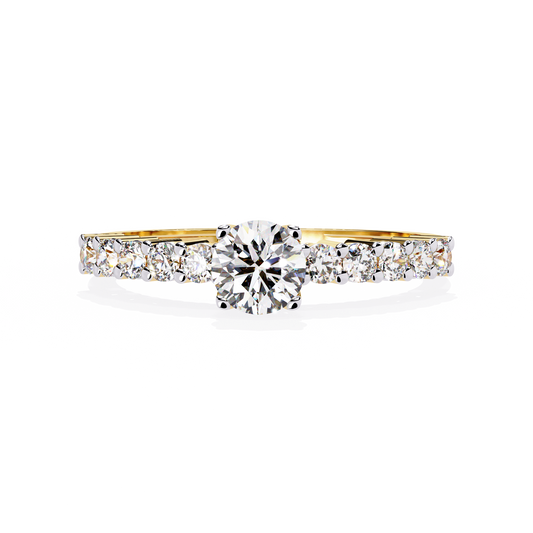 Round Cut  High Quality Lab Grown Diamond Half Eternity Elegant Accented Proposer Ring For Her - HIGHCARAT DIAMONDS
