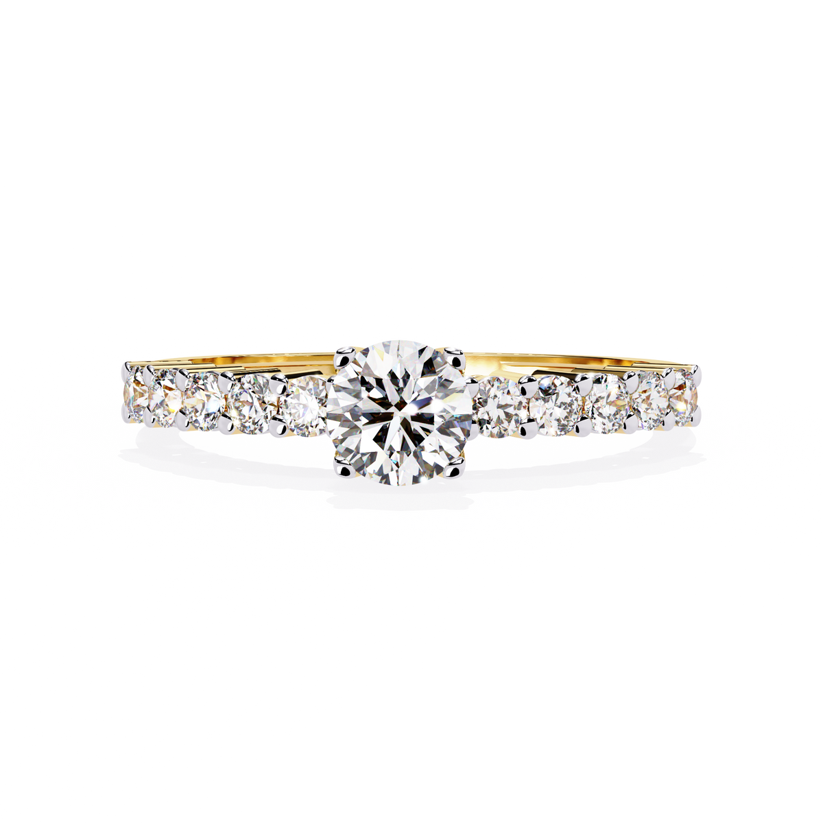 Round Cut  High Quality Lab Grown Diamond Half Eternity Elegant Accented Proposer Ring For Her - HIGHCARAT DIAMONDS