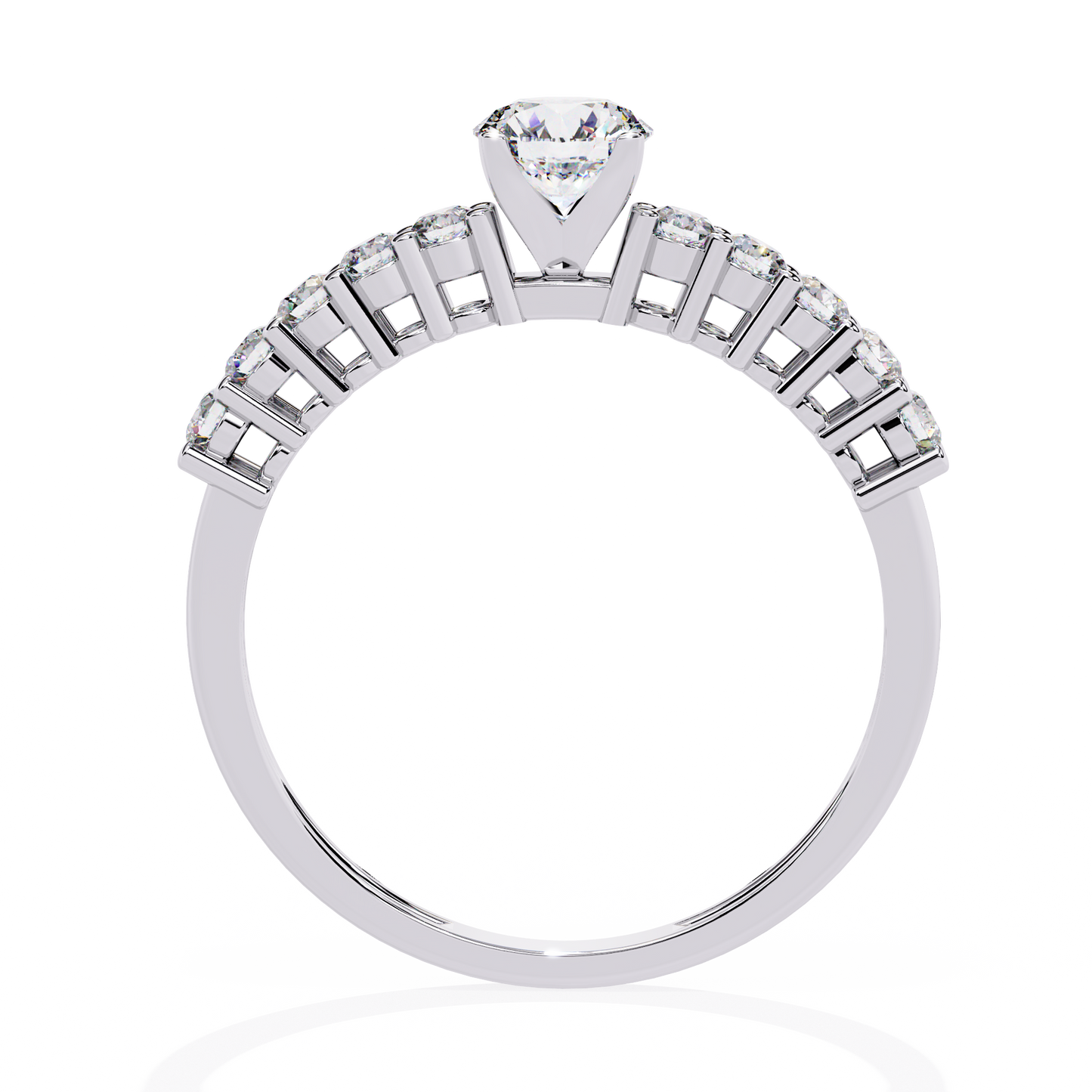 Round Cut  High Quality Lab Grown Diamond Half Eternity Elegant Accented Proposer Ring For Her