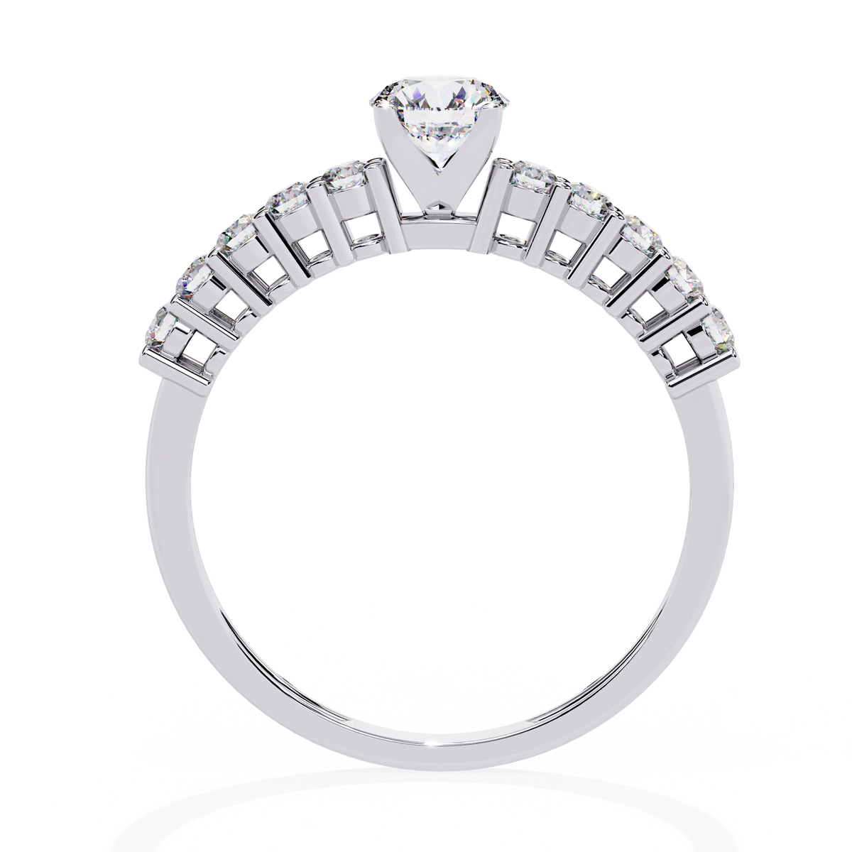 Round Cut  High Quality Lab Grown Diamond Half Eternity Elegant Accented Proposer Ring For Her - HIGHCARAT DIAMONDS