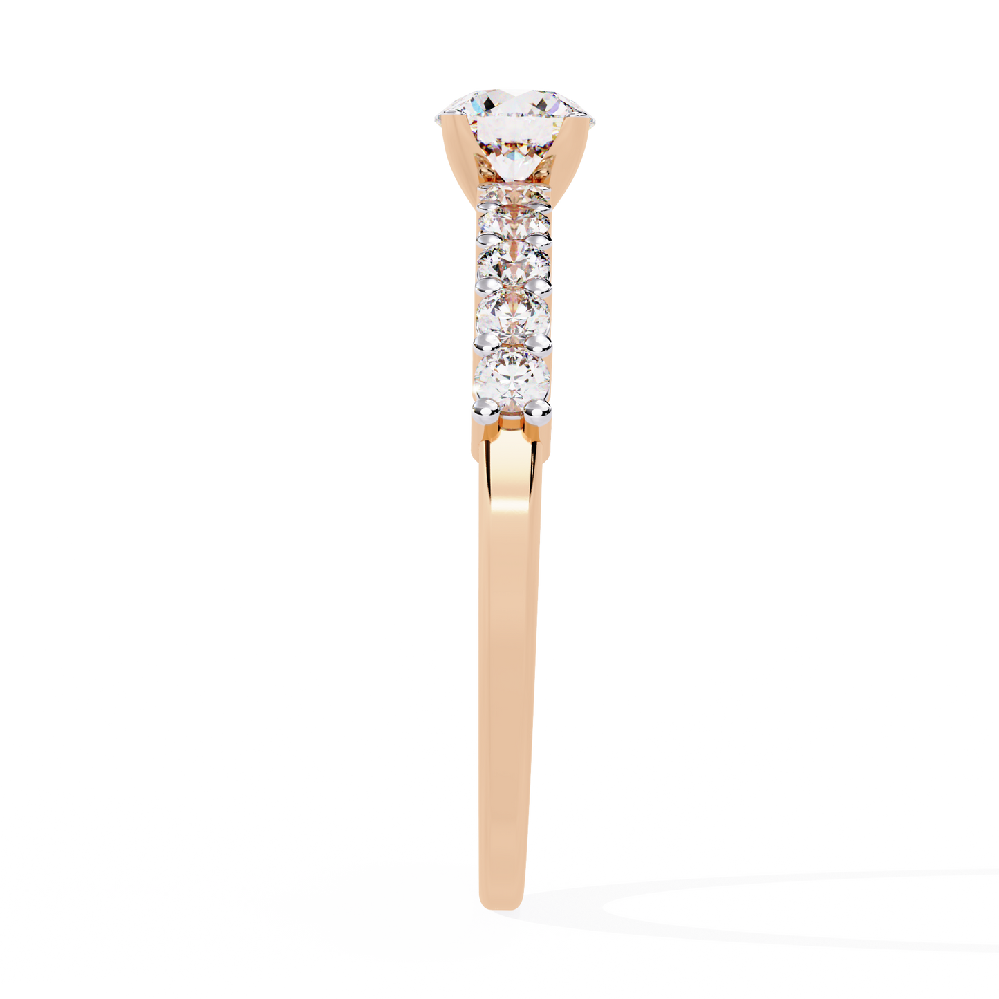 Round Cut  High Quality Lab Grown Diamond Half Eternity Elegant Accented Proposer Ring For Her