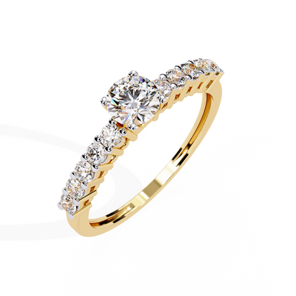Round Cut  High Quality Lab Grown Diamond Half Eternity Elegant Accented Proposer Ring For Her