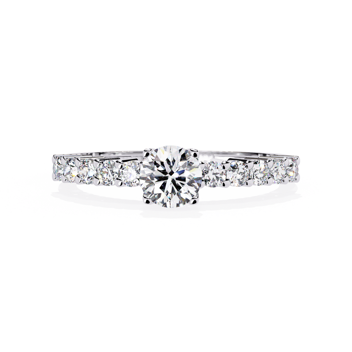 Round Cut  High Quality Lab Grown Diamond Half Eternity Elegant Accented Proposer Ring For Her - HIGHCARAT DIAMONDS