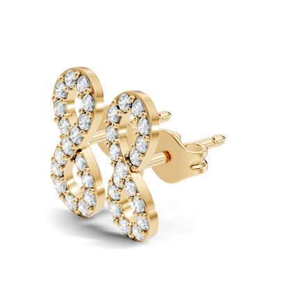 Round Shape Natural & lab grown Diamond 14k Solid Gold Shinning Unique New Studs Earrings For Weeding Wear - HIGHCARAT DIAMONDS