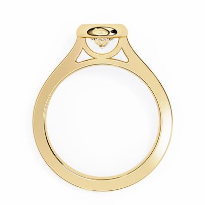 Round Cut Lab Diamond Bezel Set Dainty Solitaire Ring