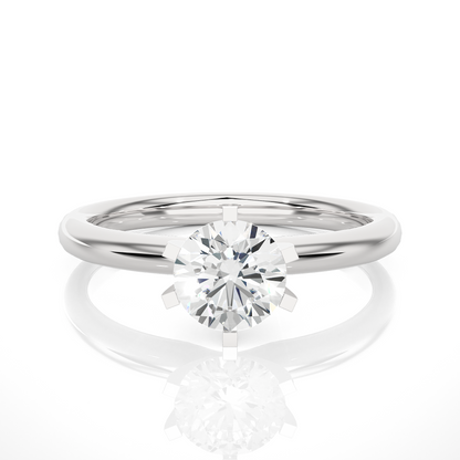 Round Cut Lab Diamond Solitaire Engagement Ring with polished band design
