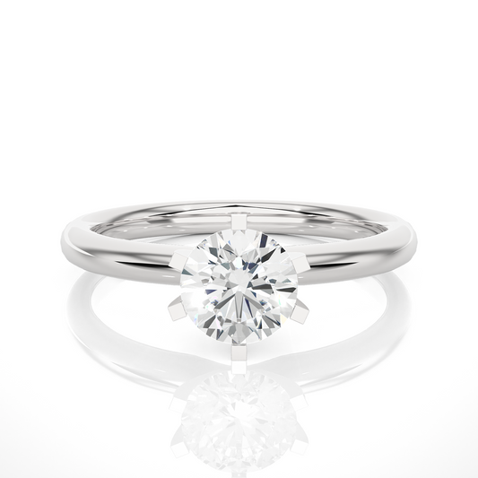 Round Cut Lab Diamond Solitaire Engagement Ring with polished band design
