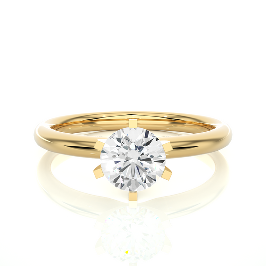 Solitaire Engagement Ring featuring round cut lab grown diamond center stone