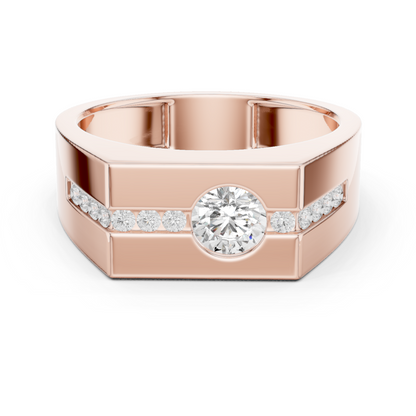Round Shape Natural Diamond Unique Type 14k Solid Rose Gold Men's Diamond Ring Daily wear - HIGHCARAT DIAMONDS