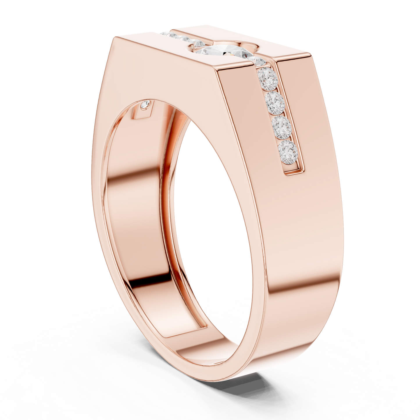 Round Shape Natural Diamond Unique Type 14k Solid Rose Gold Men's Diamond Ring Daily wear - HIGHCARAT DIAMONDS