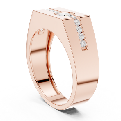 Round Shape Natural Diamond Unique Type 14k Solid Rose Gold Men's Diamond Ring Daily wear - HIGHCARAT DIAMONDS