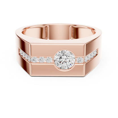 Round Shape Natural Diamond Unique Type 14k Solid Rose Gold Men's Diamond Ring Daily wear - HIGHCARAT DIAMONDS