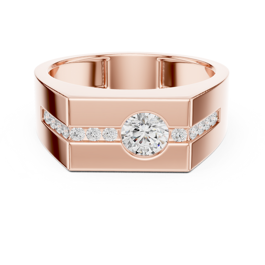Round Shape Natural Diamond Unique Type 14k Solid Rose Gold Men's Diamond Ring Daily wear - HIGHCARAT DIAMONDS