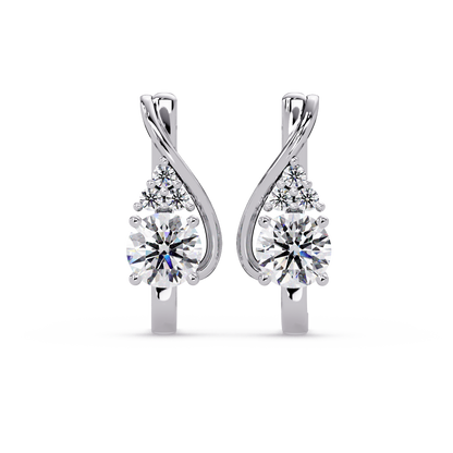 Round Cut Lab Grown Curved Unique Diamond Earring - HIGHCARAT DIAMONDS