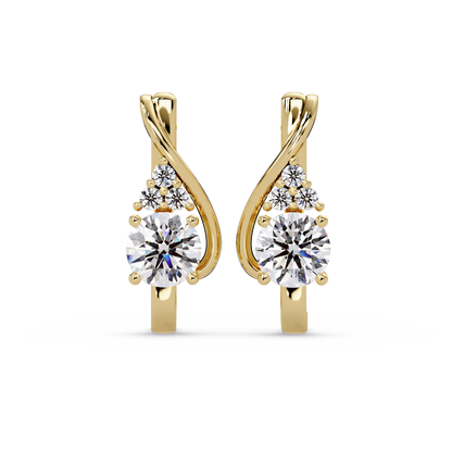 Round Cut Lab Grown Curved Unique Diamond Earring - HIGHCARAT DIAMONDS