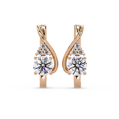 Round Cut Lab Grown Curved Unique Diamond Earring - HIGHCARAT DIAMONDS