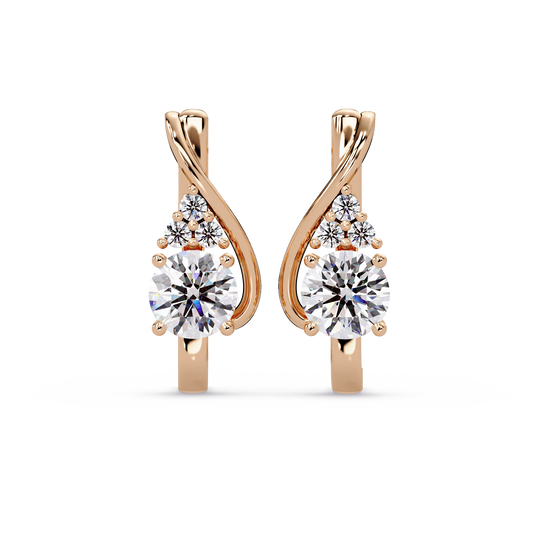 Round Cut Lab Grown Curved Unique Diamond Earring - HIGHCARAT DIAMONDS