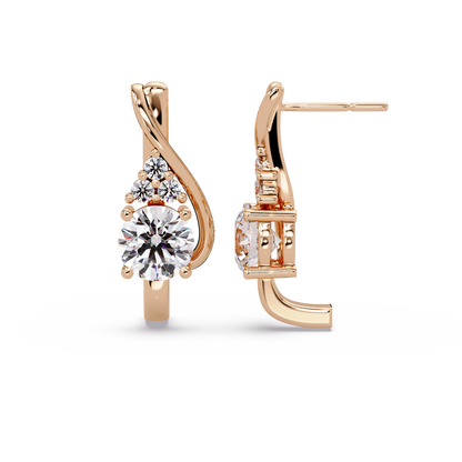 Round Cut Lab Grown Curved Unique Diamond Earring - HIGHCARAT DIAMONDS