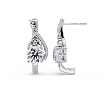 Round Cut Lab Grown Curved Unique Diamond Earring - HIGHCARAT DIAMONDS