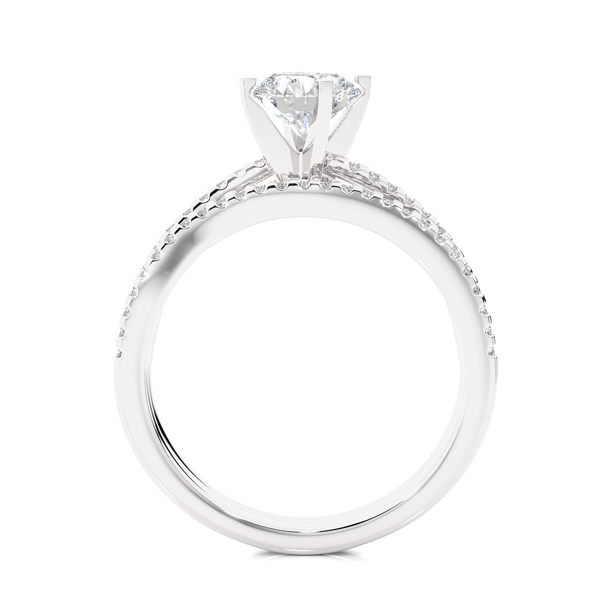 Round Cut  Lab Grown Diamond 14k Solid Gold  Wedding Bridal Set Hidden Halo Ring For women - HIGHCARAT DIAMONDS