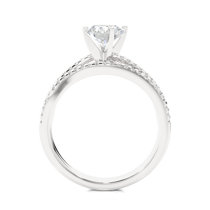 Round Cut  Lab Grown Diamond 14k Solid Gold  Wedding Bridal Set Hidden Halo Ring For women - HIGHCARAT DIAMONDS