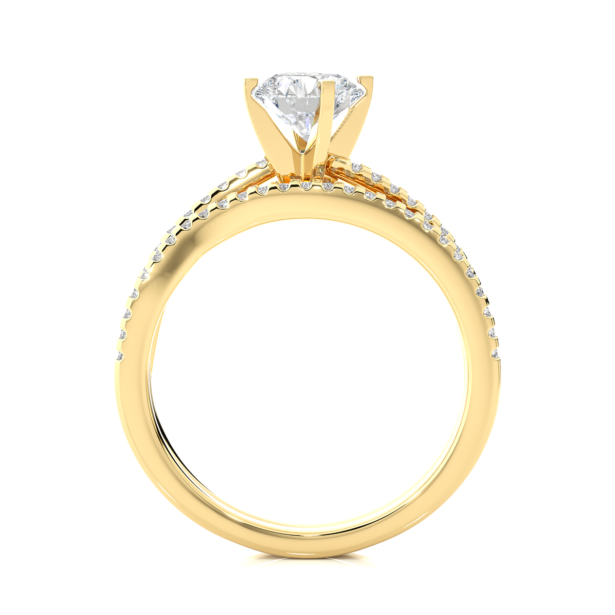 Round Cut  Lab Grown Diamond 14k Solid Gold  Wedding Bridal Set Hidden Halo Ring For women - HIGHCARAT DIAMONDS