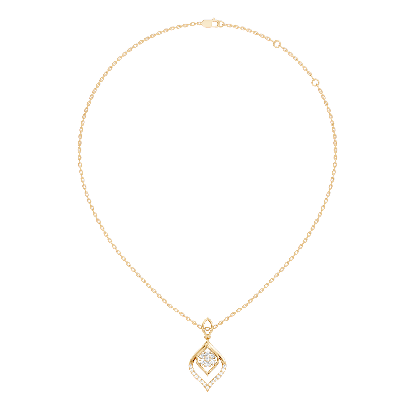 Minimalist Round Diamond Necklace Pendant Vintage 14K Solid Yellow Gold Jewelry Gift For Her - HIGHCARAT DIAMONDS