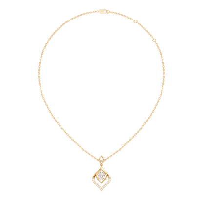 Minimalist Round Diamond Necklace Pendant Vintage 14K Solid Yellow Gold Jewelry Gift For Her - HIGHCARAT DIAMONDS