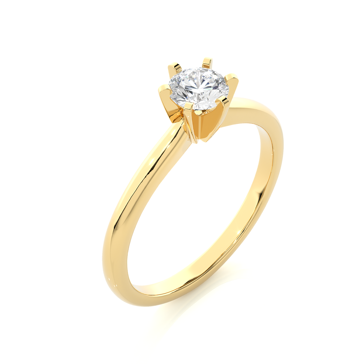 Round Cut Lab Grown Diamond 6 Prong Solitaire Engagement Ring - HIGHCARAT DIAMONDS