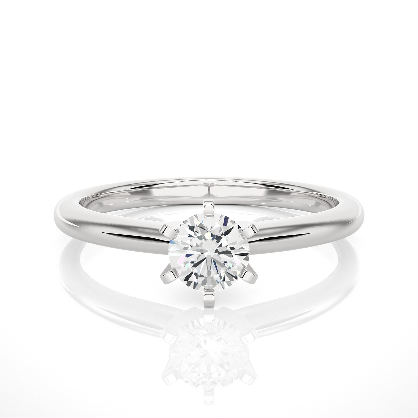 Round Cut Lab Grown Diamond 6 Prong Solitaire Engagement Ring