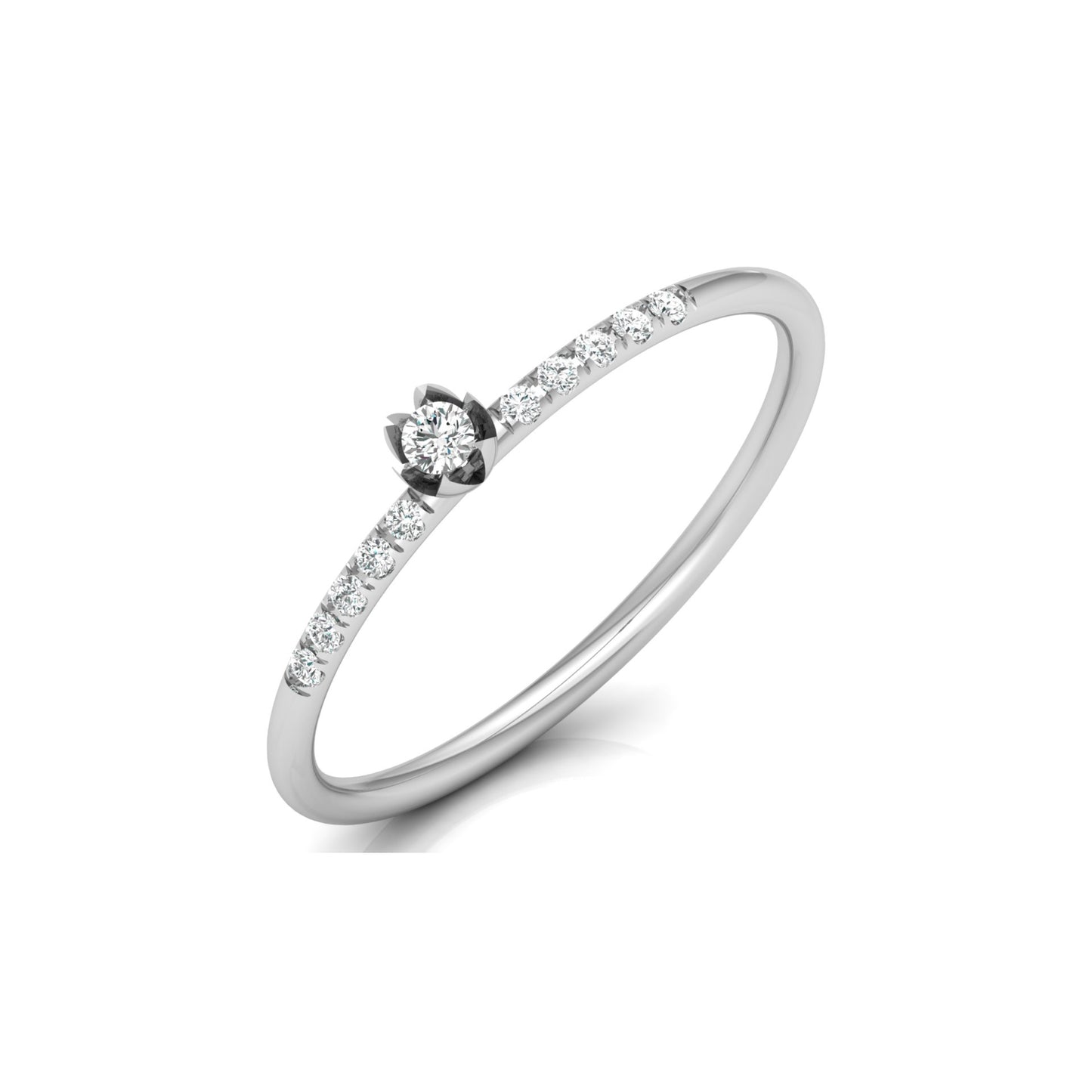 Round Cut Lab Grown Diamond Accented Anniversary Ring
