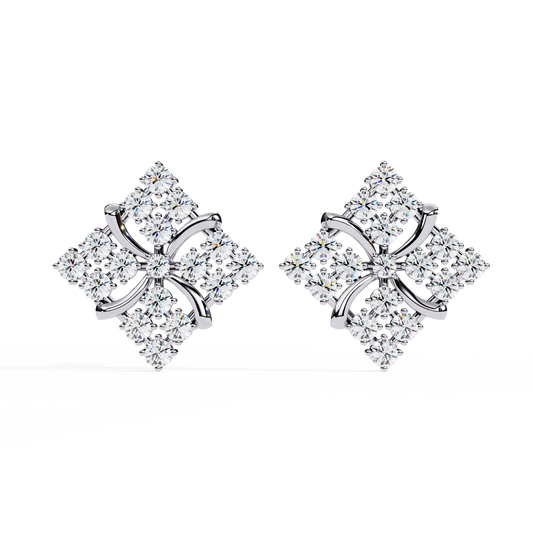 Round Cut Lab Grown Diamond Antique Delicate Cluster Dainty Elegant Party Wear Stud Earring For Women's - HIGHCARAT DIAMONDS