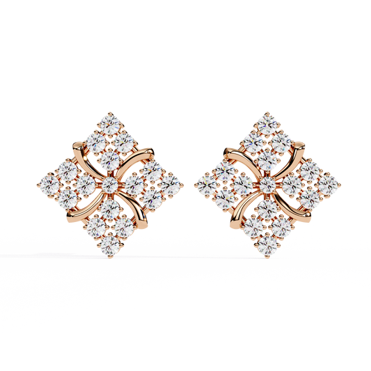 Round Cut Lab Grown Diamond Antique Delicate Cluster Dainty Elegant Party Wear Stud Earring For Women's - HIGHCARAT DIAMONDS