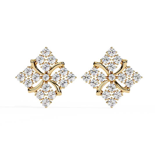 Round Cut Lab Grown Diamond Antique Delicate Cluster Dainty Elegant Party Wear Stud Earring For Women's - HIGHCARAT DIAMONDS