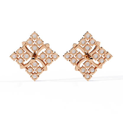 Round Cut Lab Grown Diamond Antique Delicate Cluster Dainty Elegant Party Wear Stud Earring For Women's - HIGHCARAT DIAMONDS