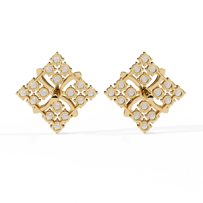 Round Cut Lab Grown Diamond Antique Delicate Cluster Dainty Elegant Party Wear Stud Earring For Women's - HIGHCARAT DIAMONDS