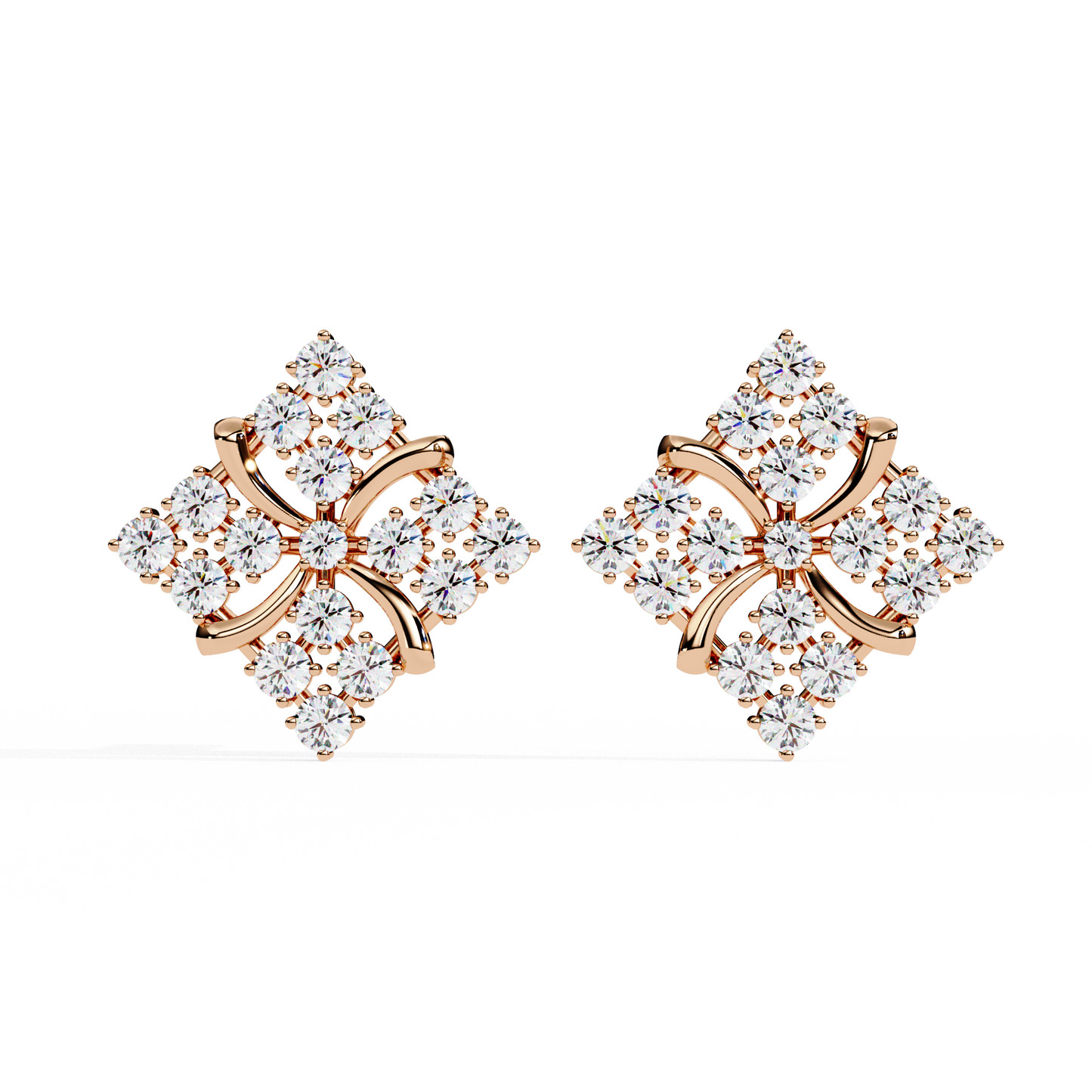Round Cut Lab Grown Diamond Antique Delicate Cluster Dainty Elegant Party Wear Stud Earring For Women's - HIGHCARAT DIAMONDS