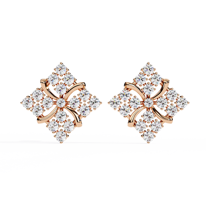 Round Cut Lab Grown Diamond Antique Delicate Cluster Dainty Elegant Party Wear Stud Earring For Women's - HIGHCARAT DIAMONDS