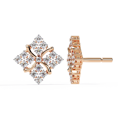 Round Cut Lab Grown Diamond Antique Delicate Cluster Dainty Elegant Party Wear Stud Earring For Women's - HIGHCARAT DIAMONDS