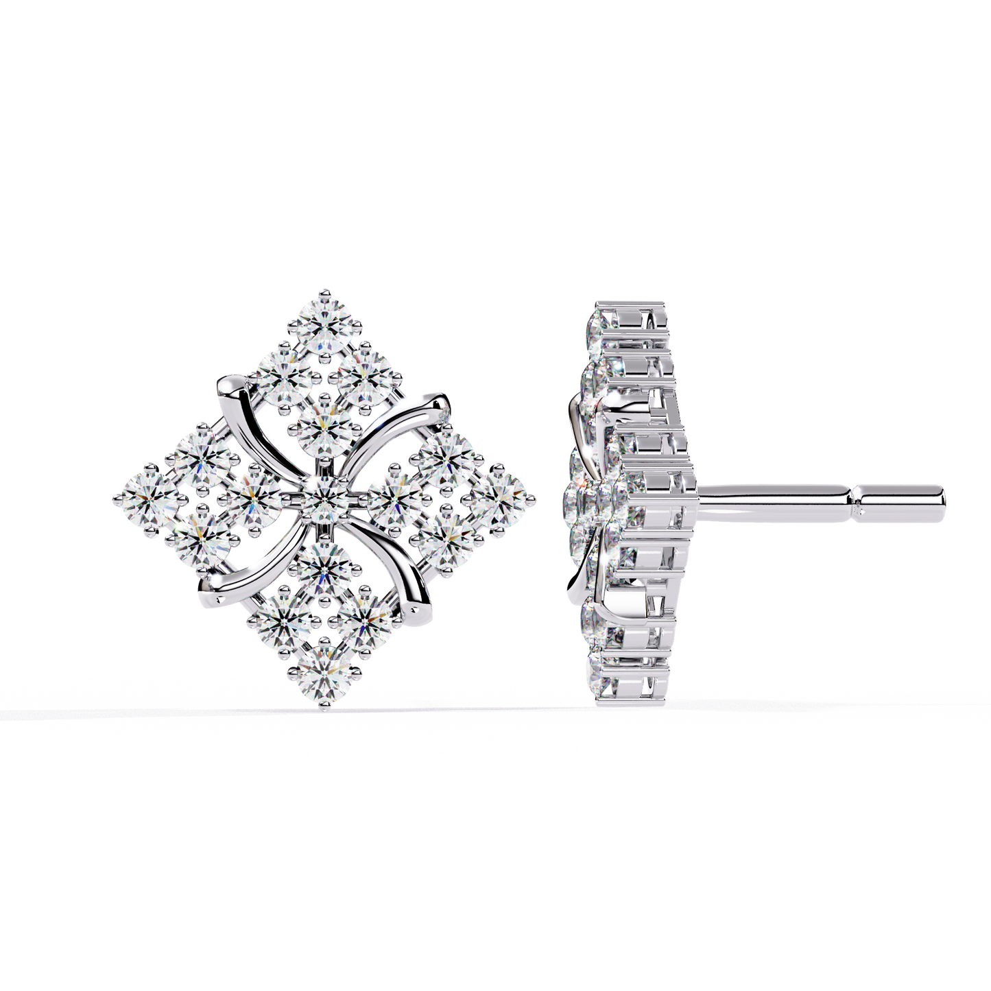 Round Cut Lab Grown Diamond Antique Delicate Cluster Dainty Elegant Party Wear Stud Earring For Women's - HIGHCARAT DIAMONDS