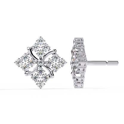 Round Cut Lab Grown Diamond Antique Delicate Cluster Dainty Elegant Party Wear Stud Earring For Women's - HIGHCARAT DIAMONDS