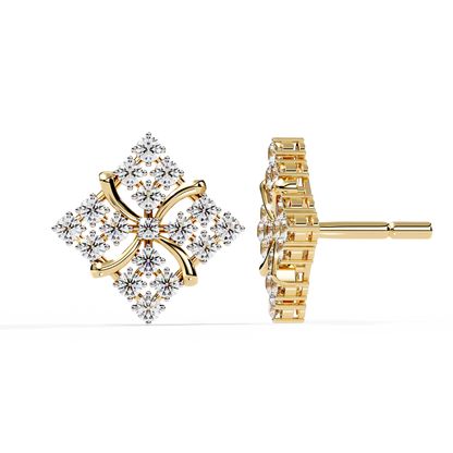 Round Cut Lab Grown Diamond Antique Delicate Cluster Dainty Elegant Party Wear Stud Earring For Women's - HIGHCARAT DIAMONDS