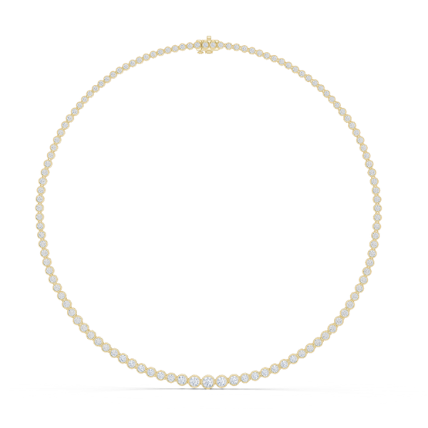 Round Cut Lab Grown Diamond Bezel Set Rose Gold Tennis Necklace - HIGHCARAT DIAMONDS